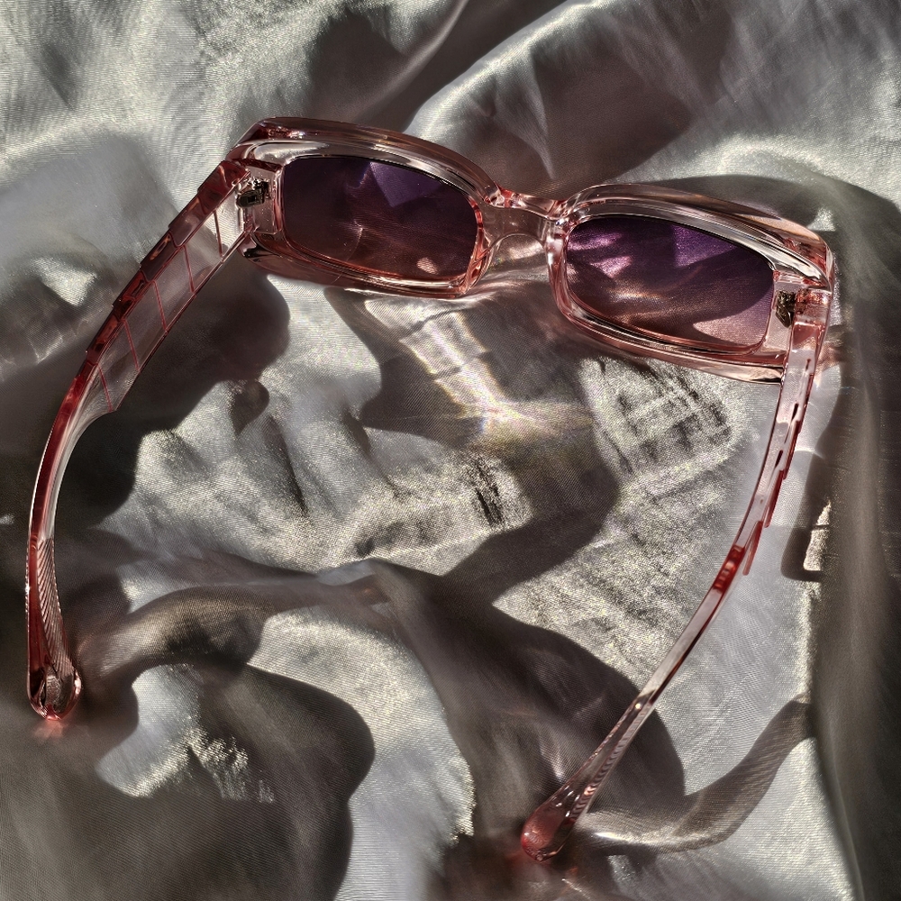 Y2K Pink Rectangle Sunglasses - Picture 3 of 8